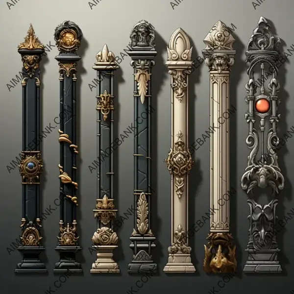 Game Props  Gothic Styled Columns: Gothic Aesthetics