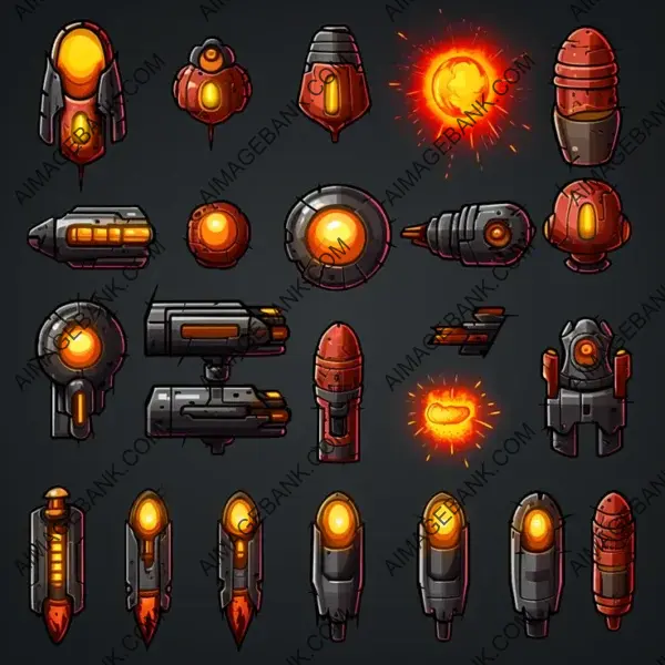 Laser Ammunition for 2D GAME Cartoon Spritesheet game props