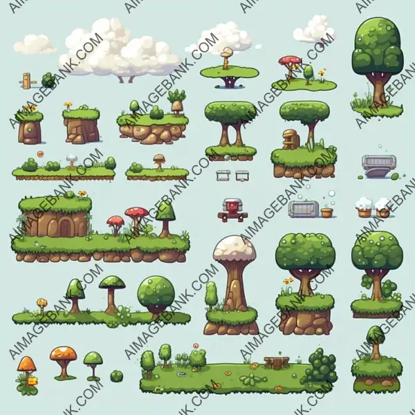 2D Jump Run Spritesheet Gaming Background Items game props