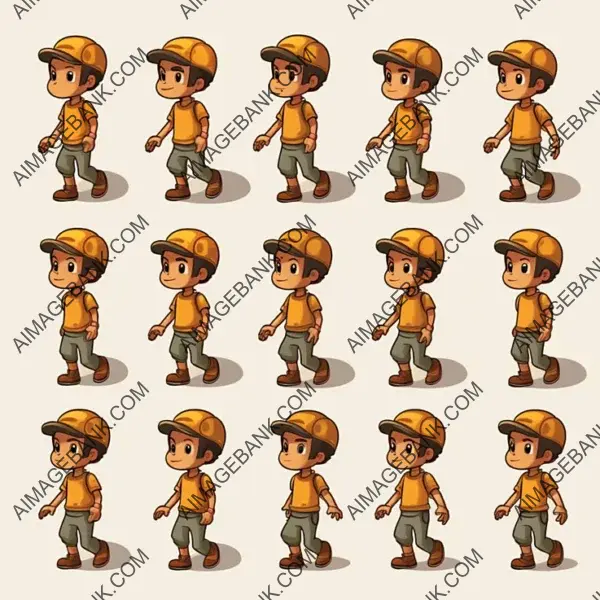 Walk Cycle Sprite Sheet for Gaming game props