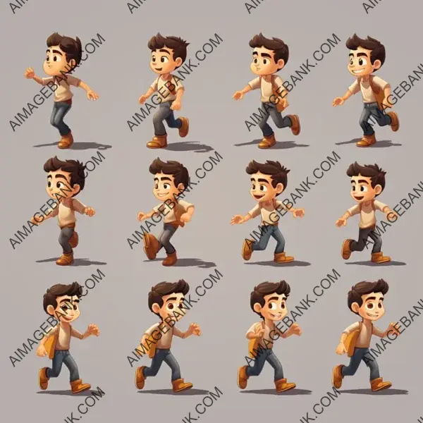 Character Sprite Sheet for Walk Cycle and Run game props