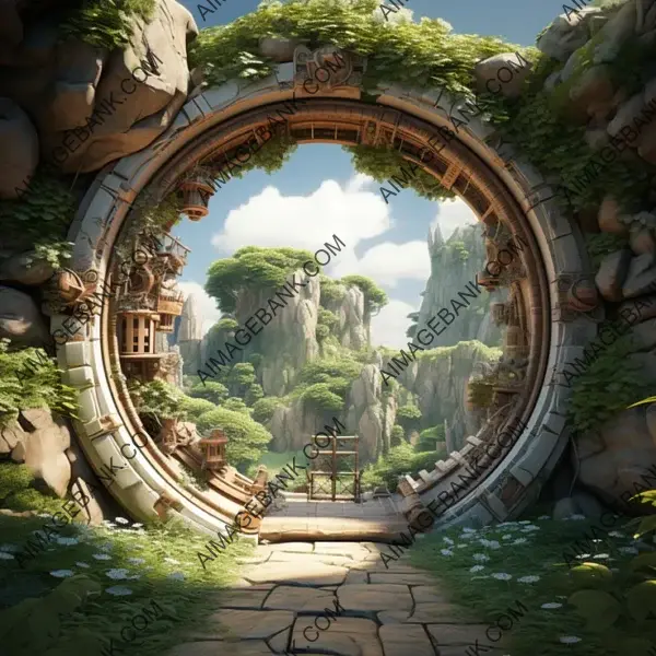 Pixar Style Fantasy Hill Rabbit Hole Doorway game props