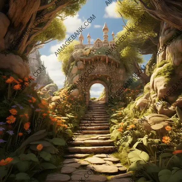 Fantasy Hill Rabbit Hole Doorway Pixar Style game props