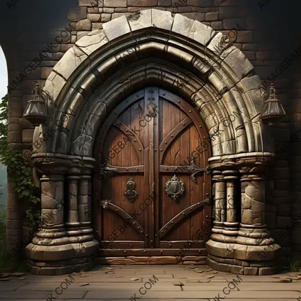 Immerse Yourself in History with Game Props: Detailed Medieval Castle Door &#8211; 16k