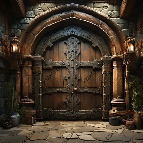 Uncover the Secrets of Game Props: Detailed Architecture of Medieval Castle Door &#8211; 16k