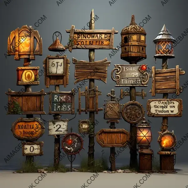 Navigate Medieval Roads with Stylized Road Signs Game Props