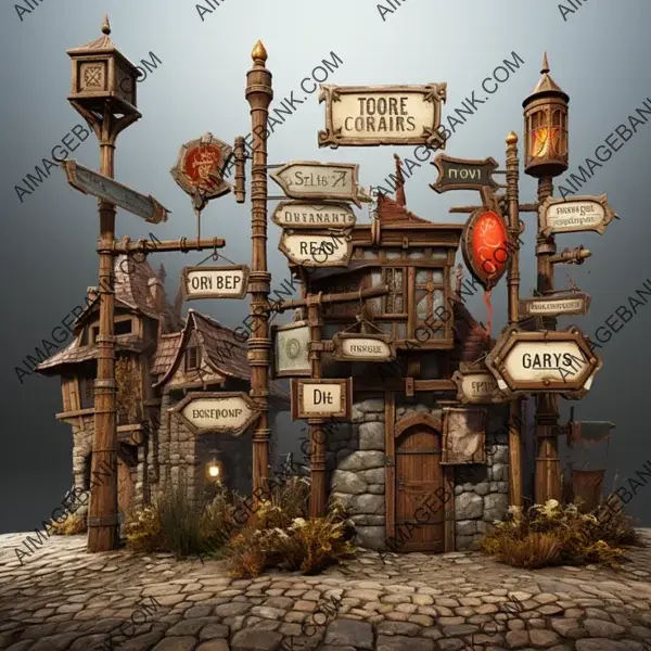 Immerse Yourself in Medieval Signage with Game Props: Road Signs