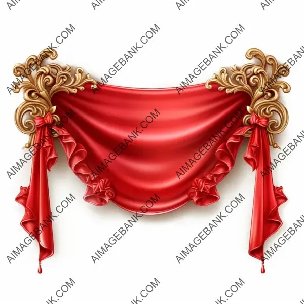 Red Satin Banner on a White Background Game Props