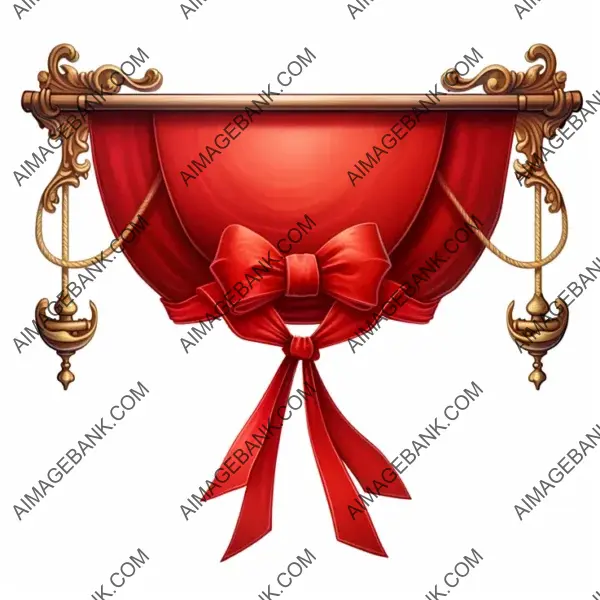 Wooden-Handled Red Satin Banner on White Background