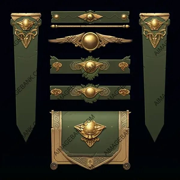 RPG UI Banners and Flags in Bronze Olive Green