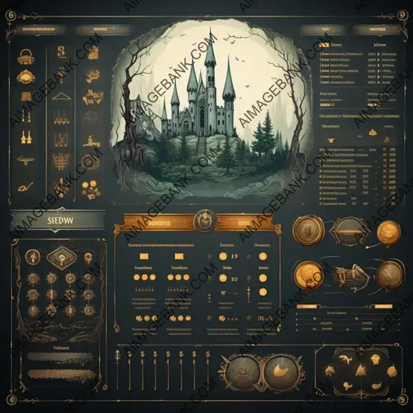 Fantasy Theme Wizard Game UI Set with Vector Graphics