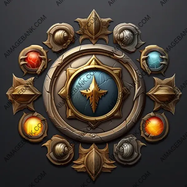 3D Game UI Icon with Fantasy Theme in World War Style