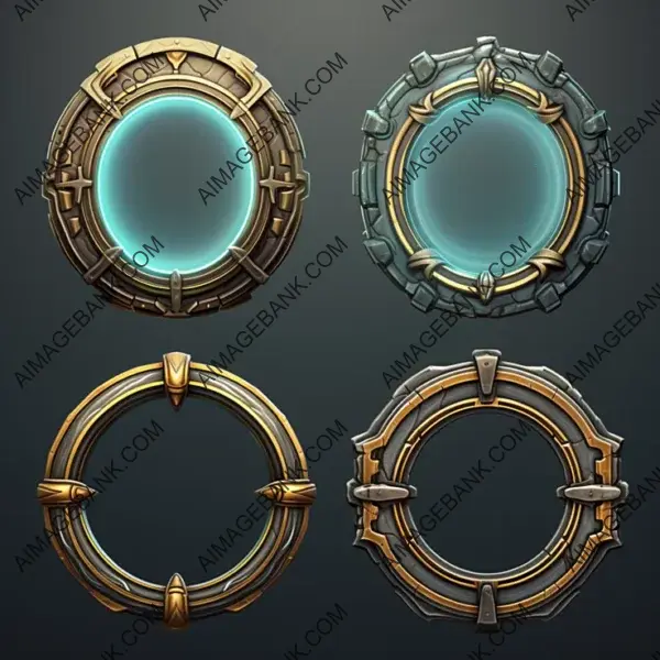 Front Views: Oval Shape Portal Frame Games Asset