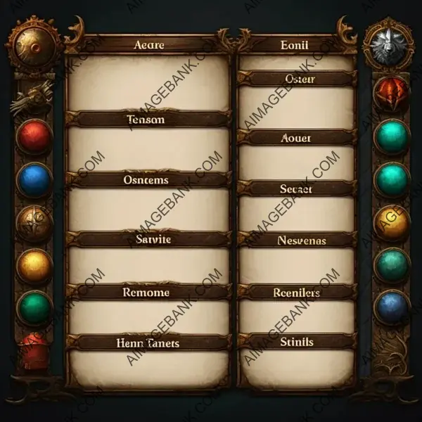 Fantasy RPG Menu: Main Empty Slots Asset