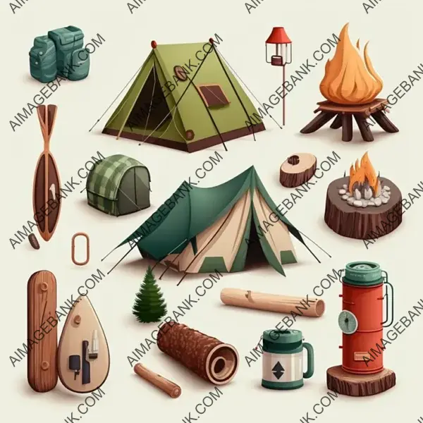 Camping Adventures: Tent Icons and Camp Props