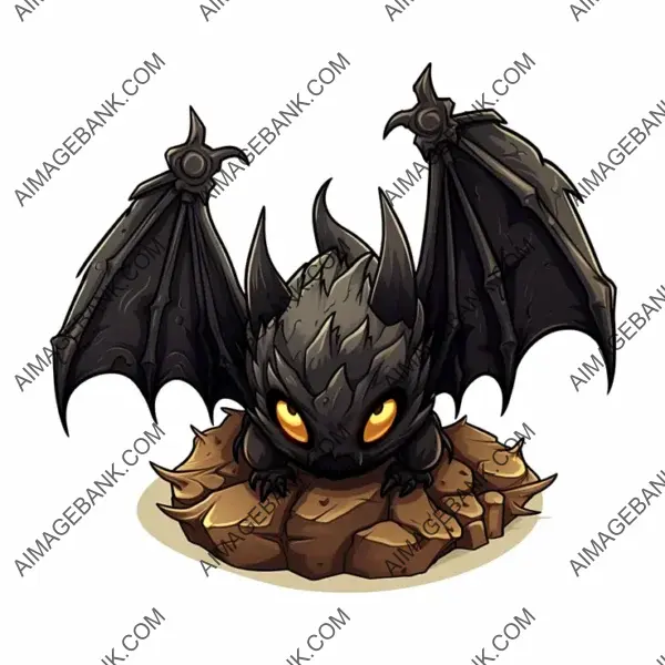 2D Hollow Style Dirt Bat: Sideview Illustration Game Props