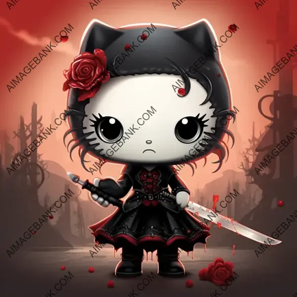 Cartoon-Style Hello Kitty Vampire: Adorable Game Props