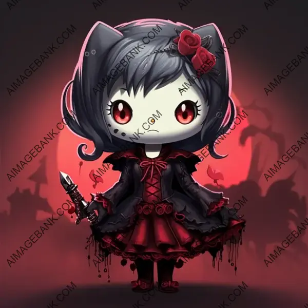 Hello Kitty Vampire with Cartoon Style: Charming Game Props