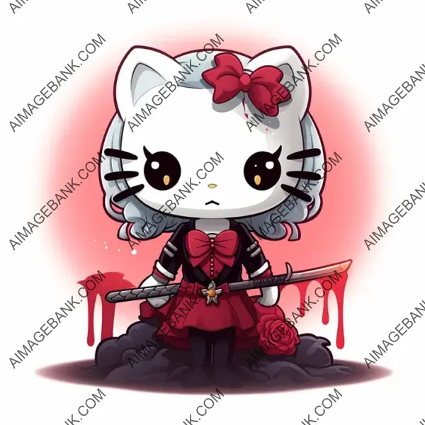 Charming Cartoon-Style Hello Kitty Vampire: Game Props