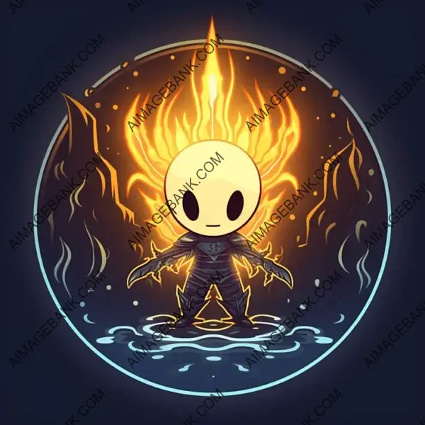 Gaming Props: Radiant Strike Skill Icon in 2D Hollow Knight Style