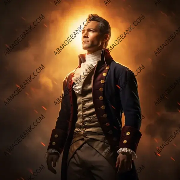 Waist-High Portrait of Alexander Hamilton in Dramatic Lighting