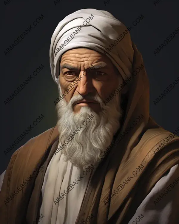 Averroes Ibn Rushd in an Antique-Style Portrait