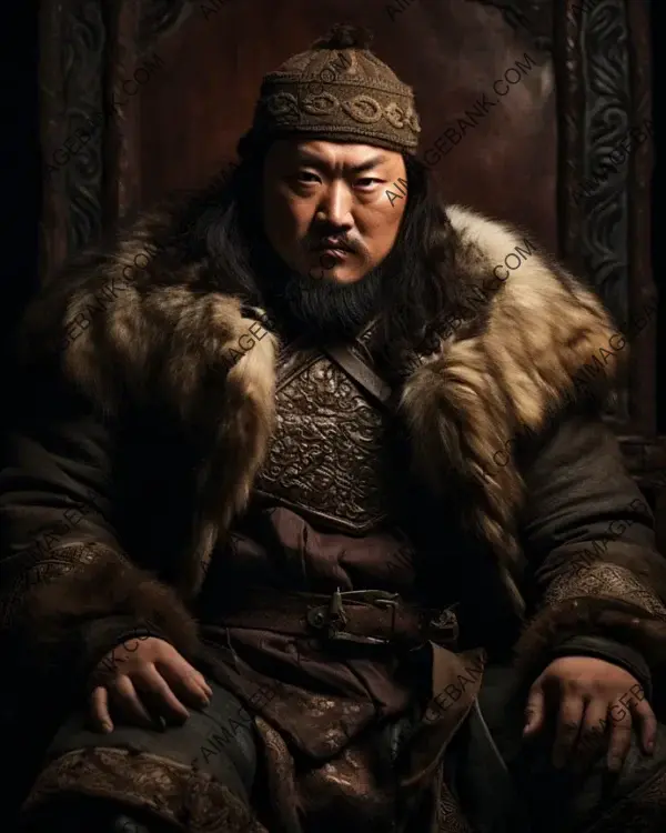 Captivating Sepia-Toned Portrait: Genghis Khan