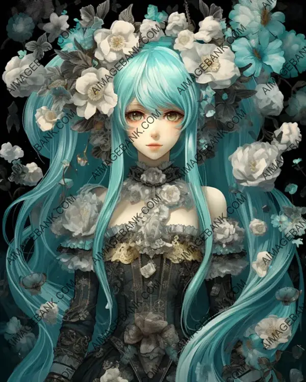 Vintage Black and White Portrait Crafted by Hatsune Miku