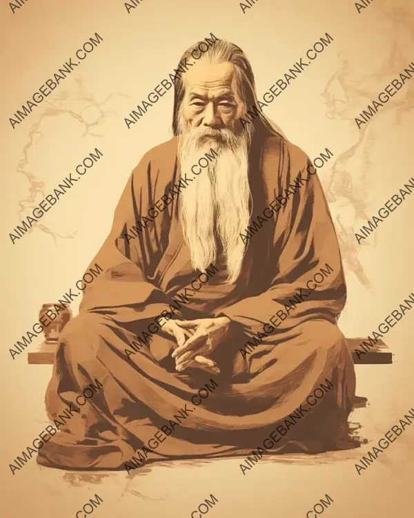 Sepia-Toned Renditions of Ancient Wisdom Crafted by Laozi