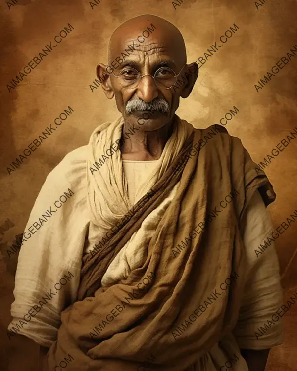 Mahatma Gandhi&#8217;s Legacy Preserved in Sepia-Toned Art