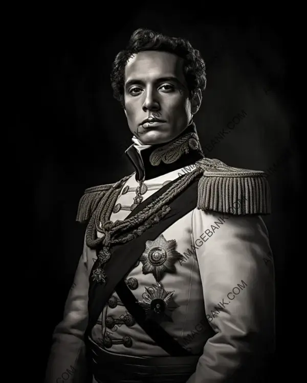 Vintage black and white portrayal of the legendary Simon Bolivar.