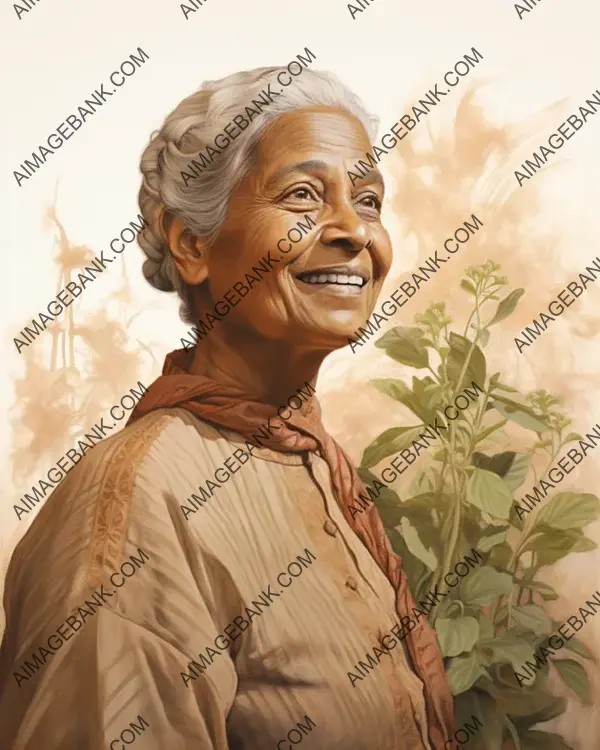 Janaki Ammal&#8217;s sepia-toned portrait captures historical beauty.