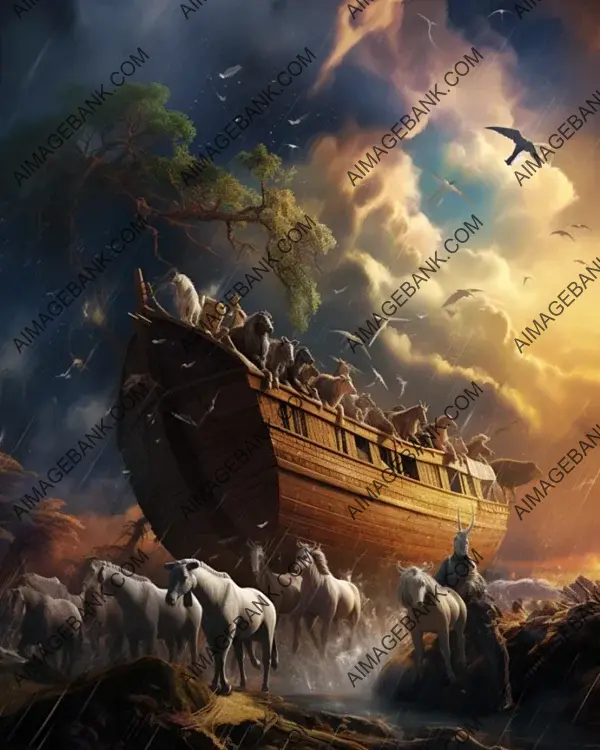 Noah&#8217;s Ark&#8217;s art illustrates the iconic story of the flood vividly.