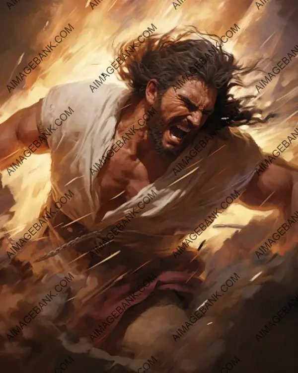 Samson&#8217;s illustration showcases the strong man&#8217;s feats in history.