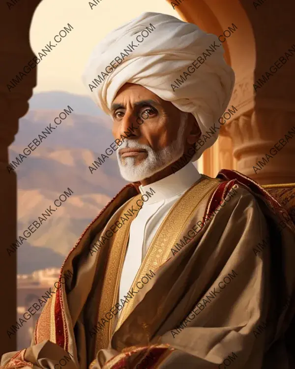 Sultan Qaboos bin Said&#8217;s sepia-toned portrayal captures the essence of history.