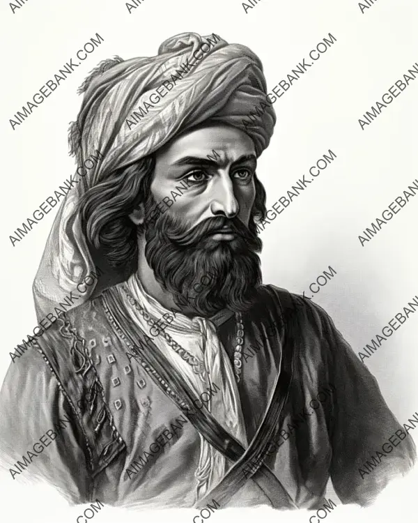 Tahir ibn al-Husayn&#8217;s vintage black and white depiction in historical visuals.