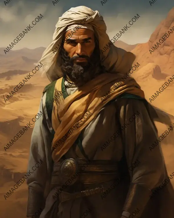 Tariq ibn Ziyad&#8217;s artistic representation in historical visuals.