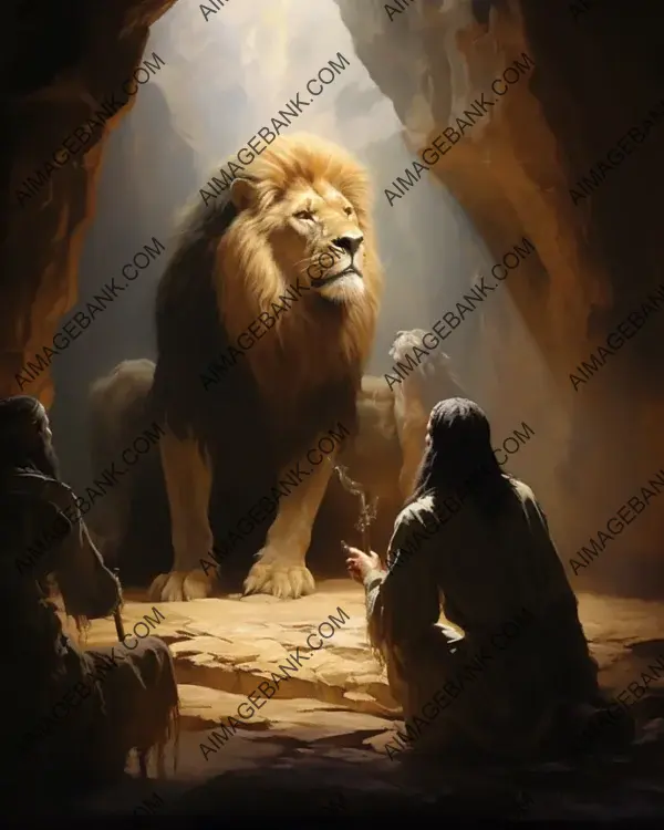 Daniel&#8217;s intense image of the lion&#8217;s den preserves the historical drama and tension of the biblical story.