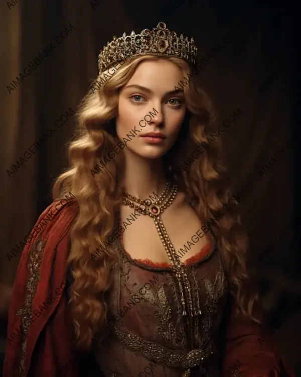 Eleanor Aquitaine&#8217;s portrayal in sepia tones reflects the historical charm of her era.