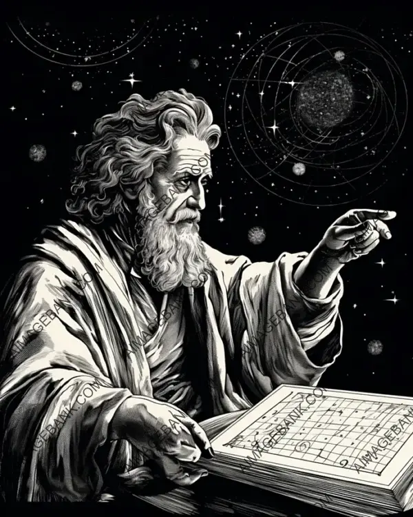 Hipparchus Crafts Vintage Black and White Depictions That Evoke the Ancient World of Astronomy.