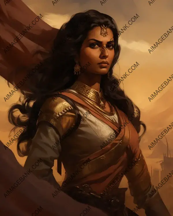 Lakshmibai Designs Sepia-Toned Portraits That Illuminate the Historical Significance of Rani Lakshmibai&#8217;s Courageous Reign.