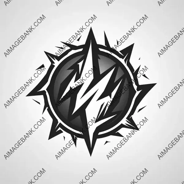 Simple Black and White Lightning Hearthstone Symbol for Art.