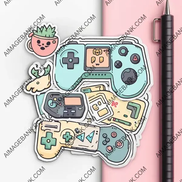 Immerse in the charm of kawaii gaming doodles with simplicity.