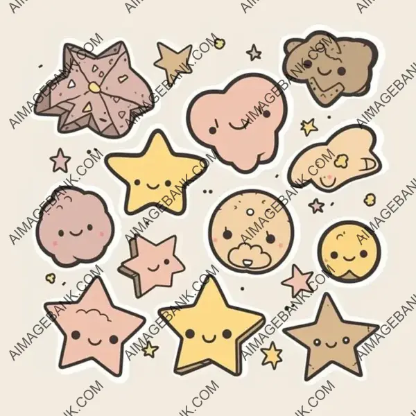 Minimalist Super Simple Vector Kawaii Star Doodles for Design.