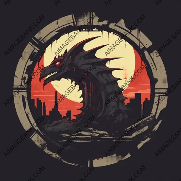 Circle Frame 2D Dystopian Dragon Logo