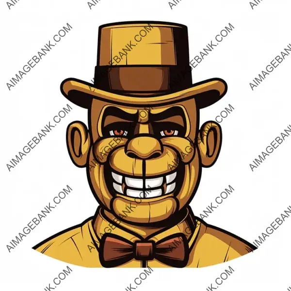 Bold Outline Illustration: Freddy Fazbear Cartoon Mascot