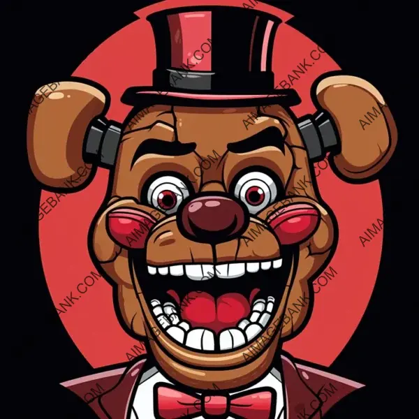 Bold Outline Cartoon Illustration: Freddy Fazbear