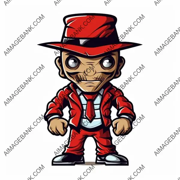 Bold Outline Illustration: Freddy Krueger Cartoon Mascot