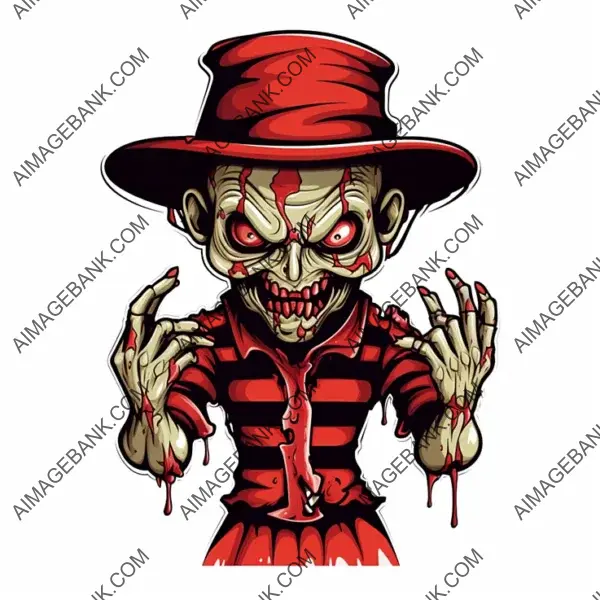 Cartoon Mascot: Freddy Krueger with Bold Outline