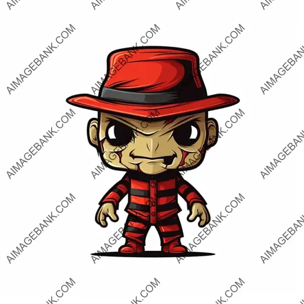 Freddy Krueger in Cartoon Style with Bold Outline